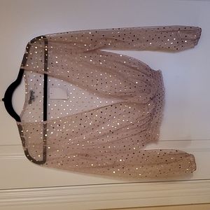 Charlotte Russe pink and gold sheer blouse